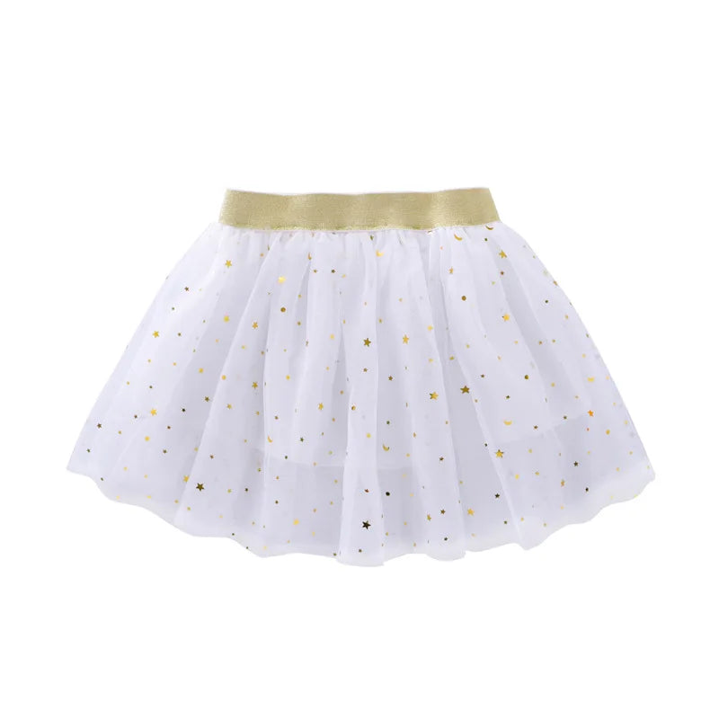 Girls Mesh Miniskirts Princess Stars Glitter Dance Ballet Tutu