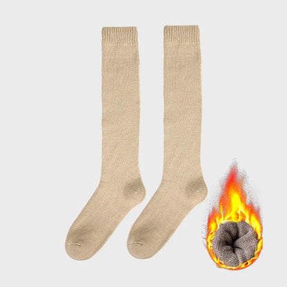 Women's Winter Warm Long Stockings Thick Thermal Cotton Terry Solid Breathable Knee High Socks
