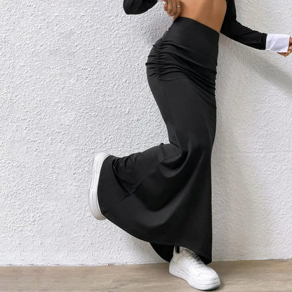 Women's Maxi Skirt Solid Color High Waist