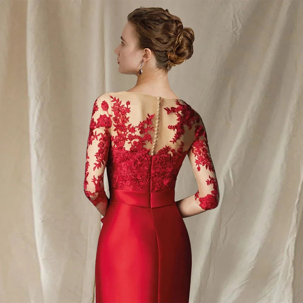 Elegant Mermaid High Quality Satin Wedding Party Gown with Lace Robe-Additional Colors...