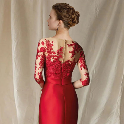 Elegant Mermaid High Quality Satin Wedding Party Gown with Lace Robe