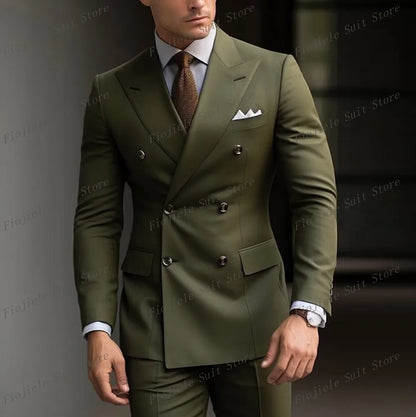 Men Business Formal Occasion Tuxedos Suit 2 Piece Set Blazer Pants