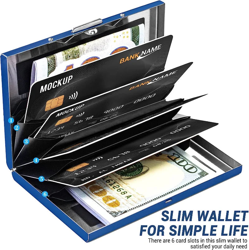 Large Capacity Anti-Scan RFID Wallet, Slim Blocking Card Protection