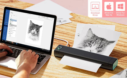 M08F Portable Phone Travel Home Wireless Thermal Printer Bluetooth Use A4 Mobile Printer for Laptops Inkless