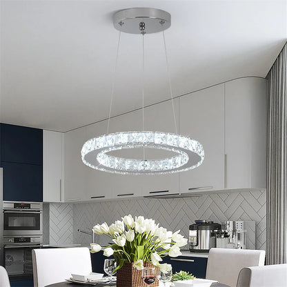 Modern Stainless Steel Ring Led Chandeliers For Dining Room Home Decor