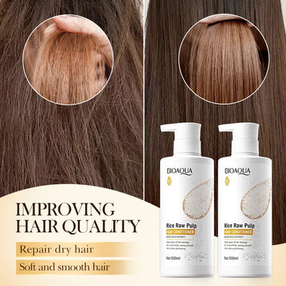 500ml Rice Conditioner Deeply Repairs Damaged Hair, Controls Oil Moisturizes, Leaves Hair Volumizing, Smooth, Shiny, And Elastic