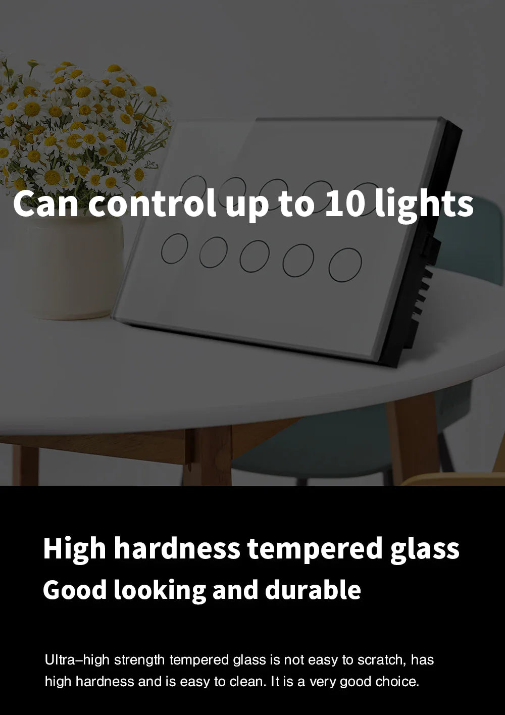 WIFI Smart Touch Light Wall Switch Interruptor Glass Panel 8/10 Gang 147*86mm Work Tuya APP  Whole house intelligent control