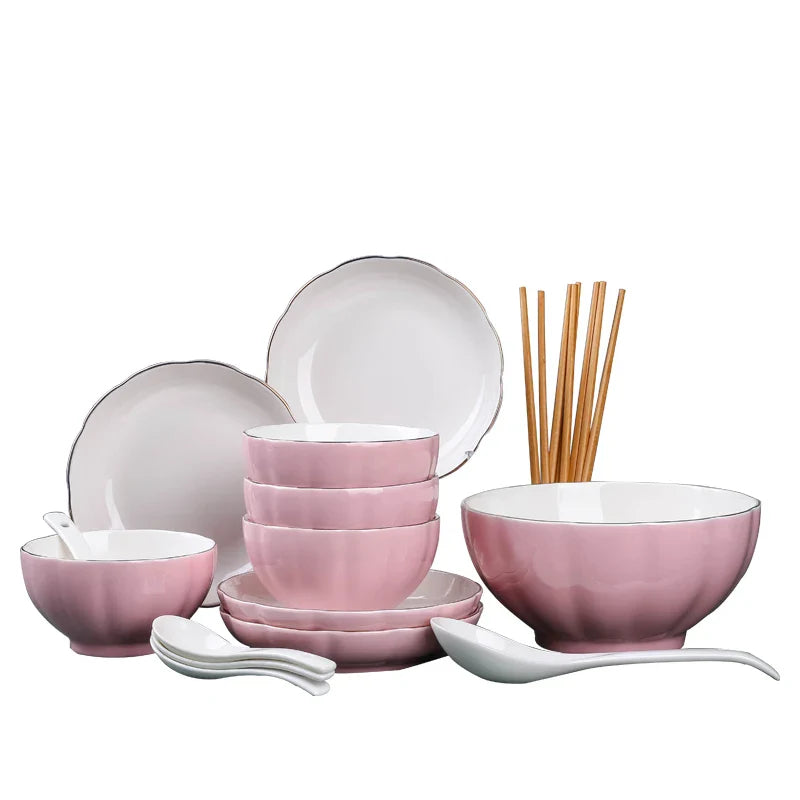 Large Size Cerc Bowl Set Creative Bowl Plate Combination Microwave Se Home Use Single 4 Pieces New 202 Dining Utensils