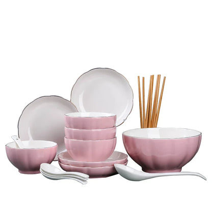 Large Size Cerc Bowl Set Creative Bowl Plate Combination Microwave Se Home Use Single 4 Pieces New 202 Dining Utensils