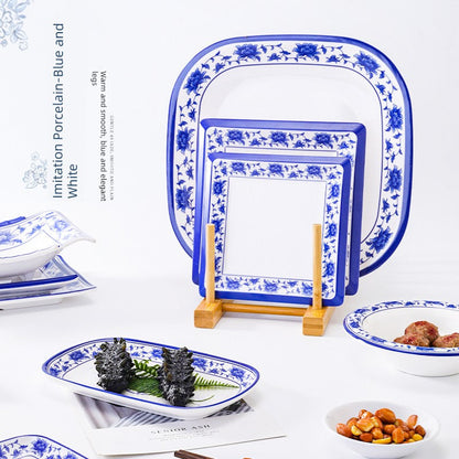 Melamine Dinnerware Blue and White Porcelain Snack Plate Special-Shaped Creative Tableware Commercial Use