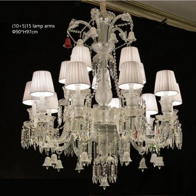 European Crystal Chandelier Living Room Dining Room Bedroom Villa Staircase Lamps White Candle