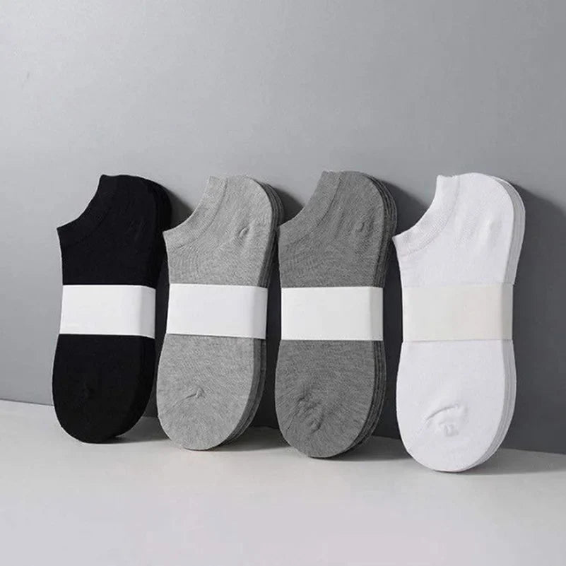 10/5pcs Pairs Low Cut Ankle Breathable Men/Women Socks Solid Color Black White Grey