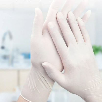 100/50/20PCS White Nitrile Gloves Disposable Waterproof Hair Care Tattoos Household Dishwashing Cleaning Tools