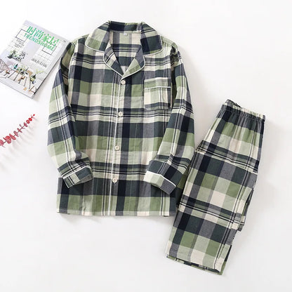 Spring autumn unisex cotton double gauze long sleeve trousers summer thin pajamas  plus size
