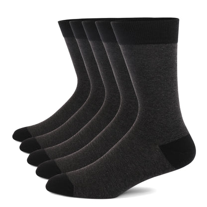 5 Pairs Men's Dress Socks High Quality Combed Cool Breathable Cotton Crew Socks Plus Size