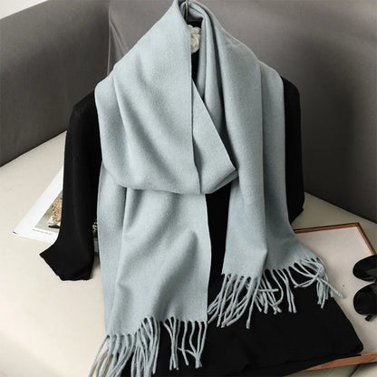 Color Solid Women Winter Scarf Warm Thicken Cashmere Shawl