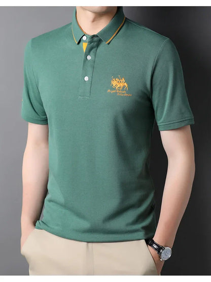 High Quality Men's Cotton Embroidered Summer Polo Shirt Short Sleeve T-shirt