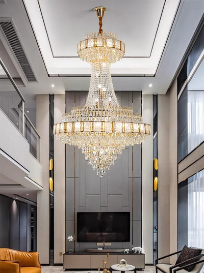 Luxury Gold Large Crystal Chandelier Nordic Home Decoration Led High-end Hanging Lamp