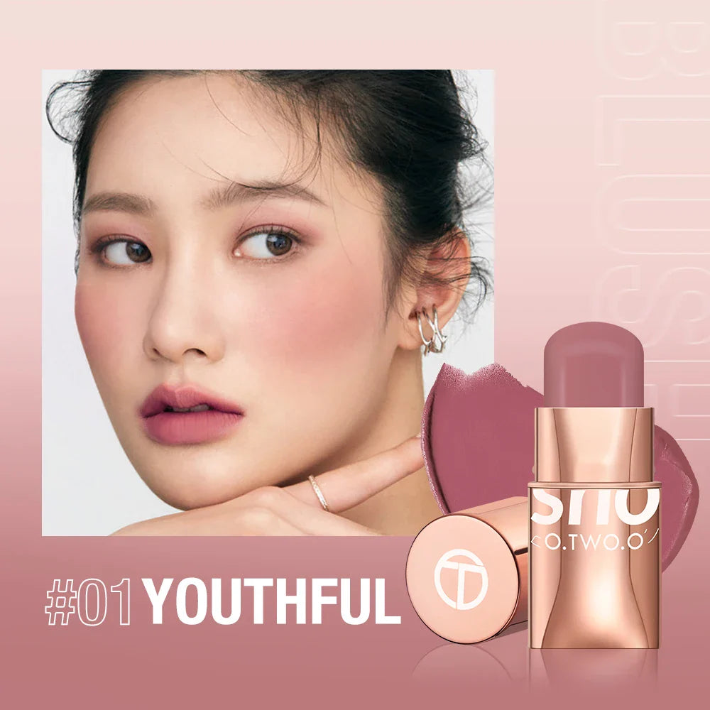 Lipstick Blush Stick 3-in-1 Eyes Cheek and Lip Tint Waterproof Lightweight Cream
