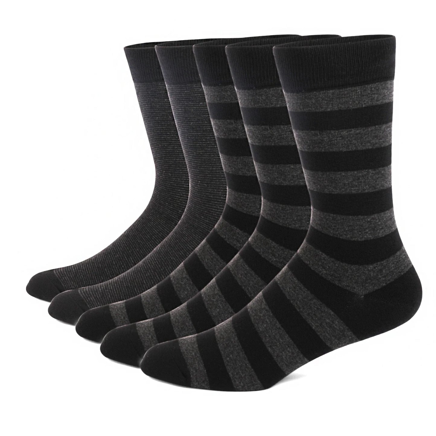 5 Pairs Men's Dress Socks High Quality Combed Cool Breathable Cotton Crew Socks Plus Size