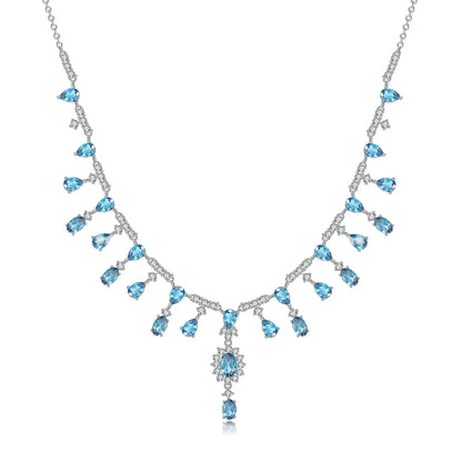 GEM'S BALLET 15.2Ct Natural Red Garnet Gemstone Necklace 925 Sterling Silver Fine Jewelry