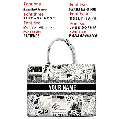 Personalized custom women's tote bag, canvas printed handbag, large capacity beach bag