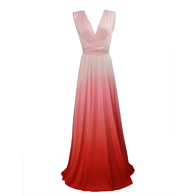 Multicolor Color Maxi Dress for Women Wrap Convertible Cross Bandage Sexy Backless