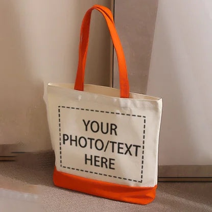 20/50 Pieces/lot Customized Photo/Text Splicing Handbag Women's Canvas Tote Bag Casual Commuting Shopping Bags 40x35x10cm