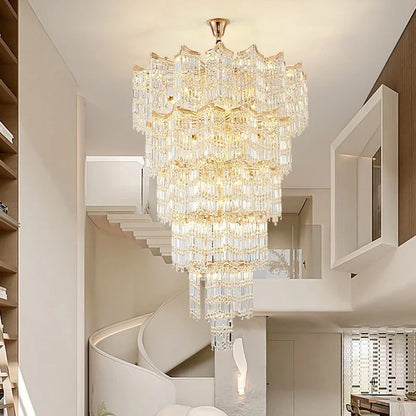 Luxury Stairs Large Crystal Hanging Lamp Chandeliers