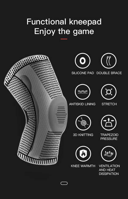 1/2 PC Knee Pads Strap Patella Medial Support Meniscus Silicone Compression Protection Sport Knee Braces Basketball Running Prot