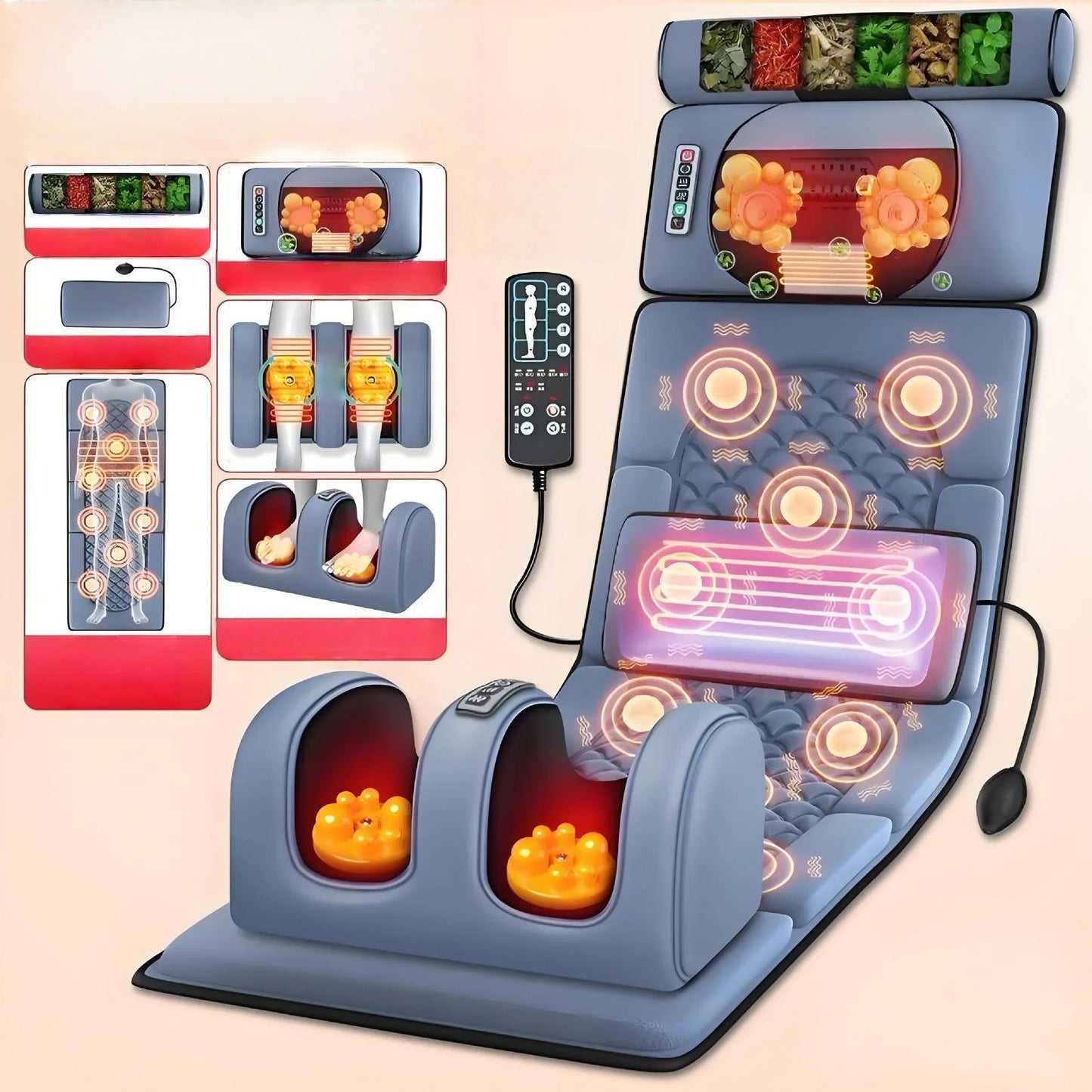 Electric Massage Mattress Vibrating Heating Massager Cushion For Neck Back Foot Full Body Pain Stress Relief Body Relax