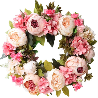 Home Decor Artificial Peony Front Door Wreath