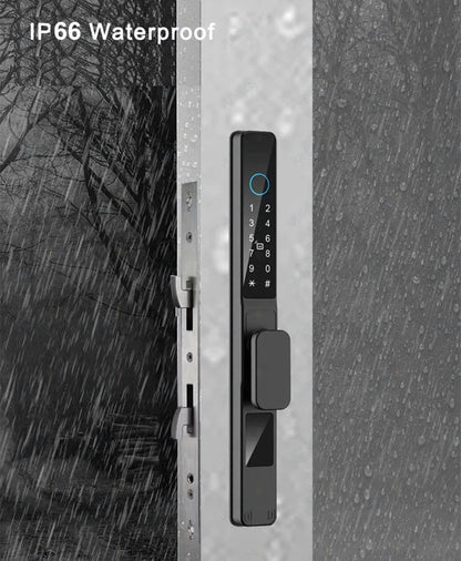 Waterproof Sliding Door Smart Lock TTLock App Alexa Fingerprint Digital Code RFID Card Anti-Lock Aluminum Glass Electronic Lock