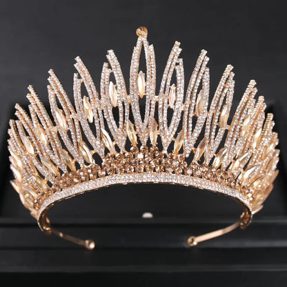 Gold Color Luxury Crystal Wedding Tiaras Crowns Party Rhinestone Prom Bridal Diadem Crown Tiara Hair Jewelry