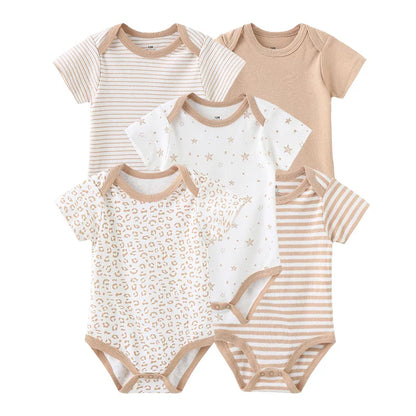 Newborn Print Cartoons Cotton Bodysuits 5Pieces Unisex