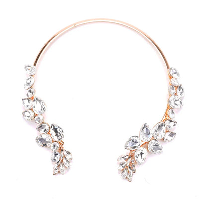 Baroque Open Choker Necklace Women Layered Crystal Tassel Large Collar Necklace Jewelry