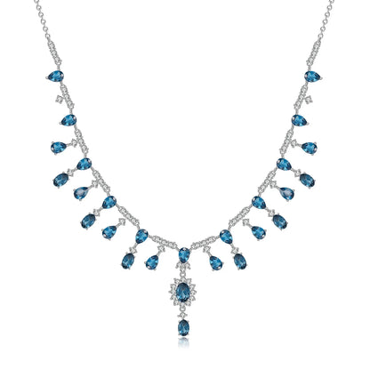 GEM'S BALLET 15.2Ct Natural Red Garnet Gemstone Necklace 925 Sterling Silver Fine Jewelry