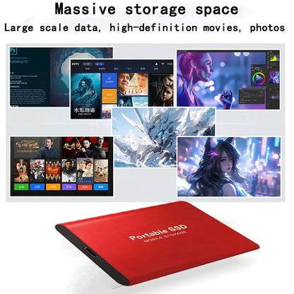 16TB Large Capacity External Hard Drive Quiet Operation Mobile Storage SSD USB3.2 Type-C High Speed Solid Stae Disk For PC MAC
