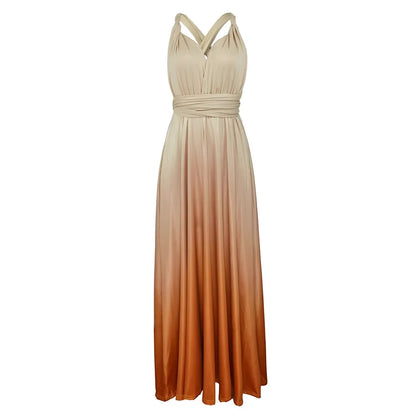 Multicolor Color Maxi Dress for Women Wrap Convertible Cross Bandage Sexy Backless