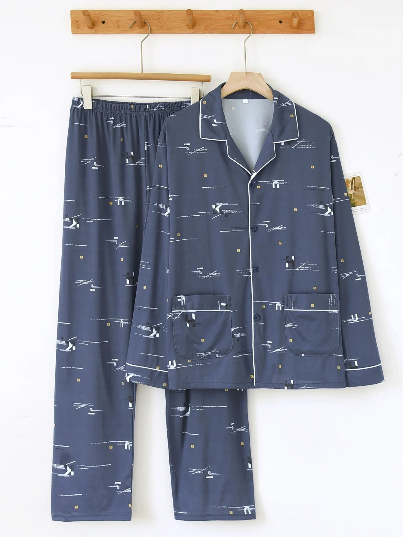 Casual Pajamas for Men, Autumn and Winter Long-Sleeved Set Loungewear