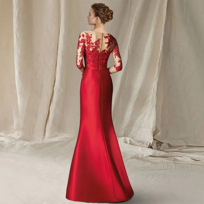 Elegant Mermaid High Quality Satin Wedding Party Gown with Lace Robe-Additional Colors...