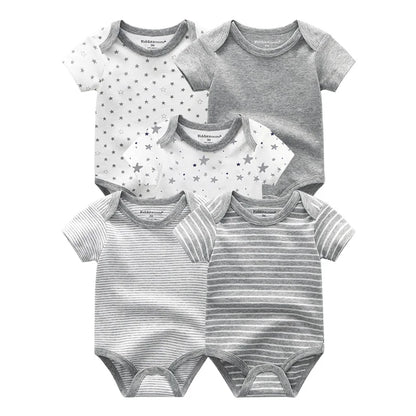 Newborn Print Cartoons Cotton Bodysuits 5Pieces Unisex