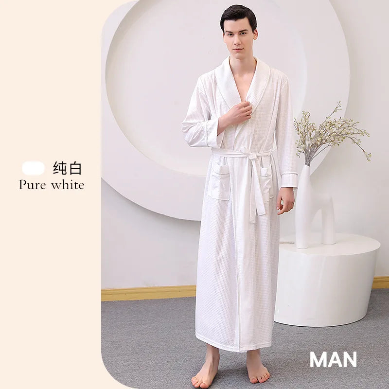 Hotel Couple Bathrobe Long Sleeved Robe Kimono Sleepwear Pajama Large Size