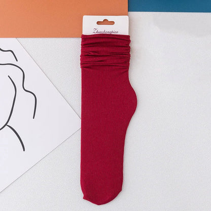 Multicolor Solid Color Ice Silk Velvet Mid Tube Women summer Socks Soft Thin