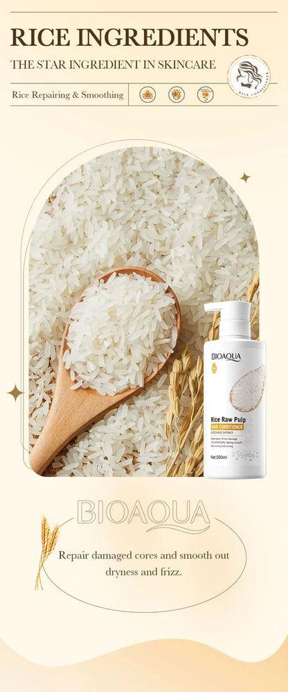 500ml Rice Conditioner Deeply Repairs Damaged Hair, Controls Oil Moisturizes, Leaves Hair Volumizing, Smooth, Shiny, And Elastic