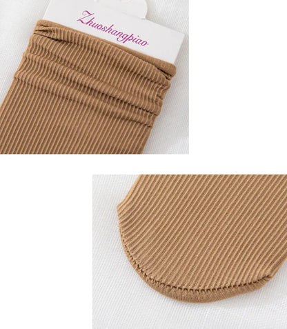Multicolor Solid Color Ice Silk Velvet Mid Tube Women summer Socks Soft Thin