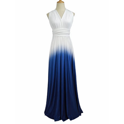 Multicolor Color Maxi Dress for Women Wrap Convertible Cross Bandage Sexy Backless