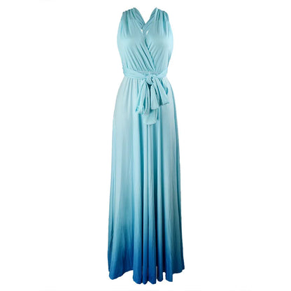 Multicolor Color Maxi Dress for Women Wrap Convertible Cross Bandage Sexy Backless