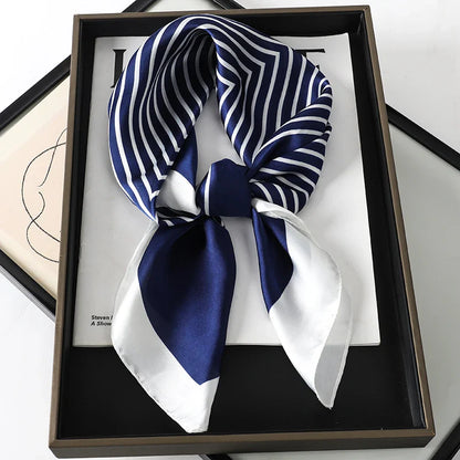 Luxury Brand Silk Satin Square Plaid Scarf