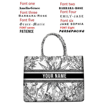 Personalized custom women's tote bag, canvas printed handbag, large capacity beach bag